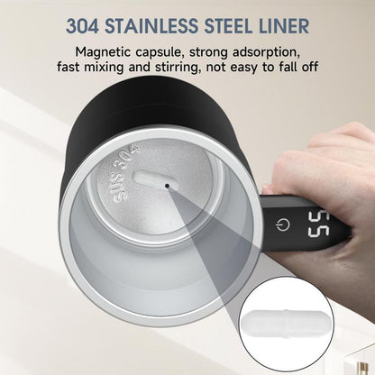 Intelligent Coffee Cup with Lid, 1/3 Counts Automatic Stirring Cup with Temperature Display, USB Rechargeable Stirring Cup for Coffee, Tea, Hot Chocolate, Gift